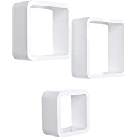 SONGMICS Estantes de Pared- Juego de 3 Estantes Flotantes de Cubo- Estantes Decorativos de Almacenamiento- para…